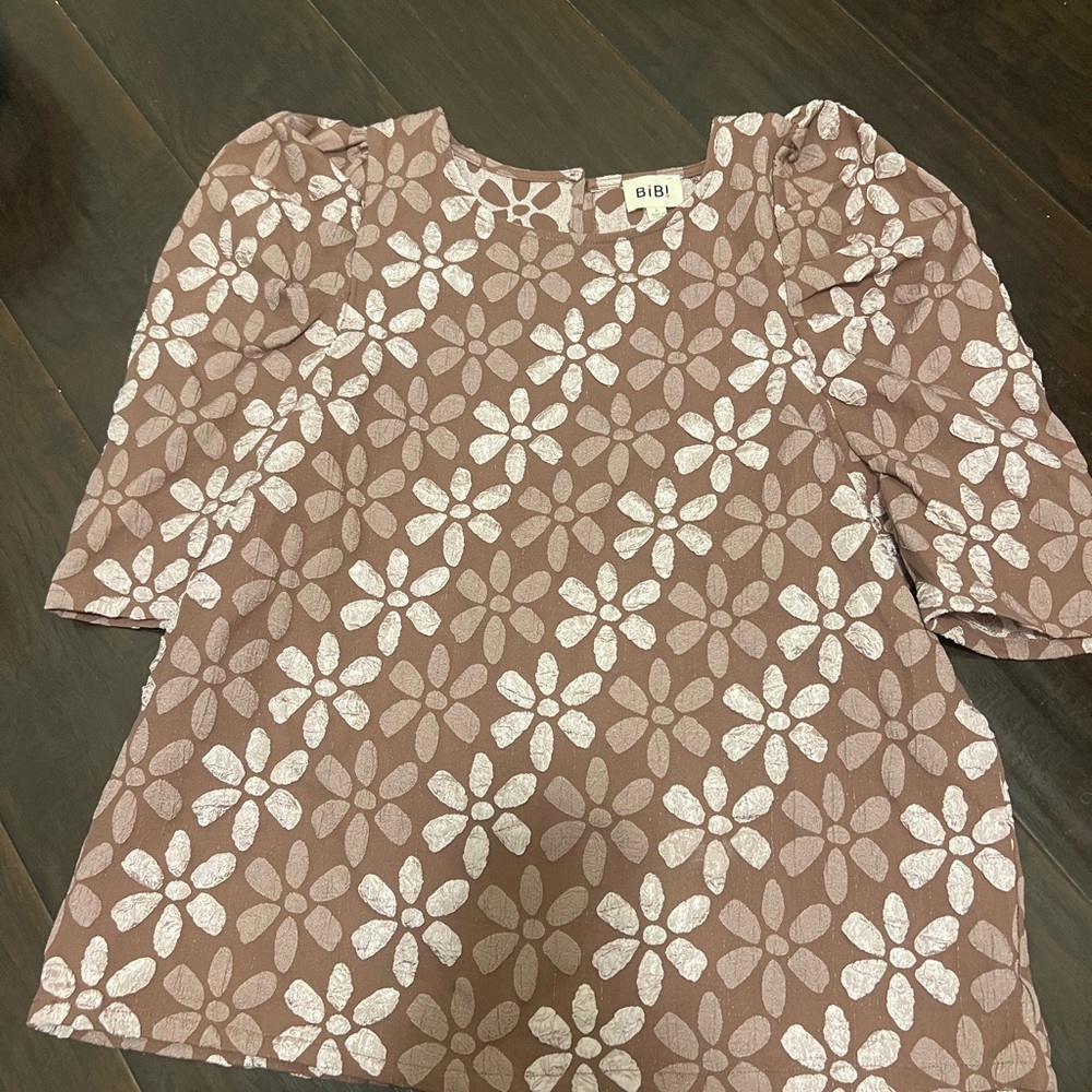 Bibi Floral Patterned Dress - Brown and White